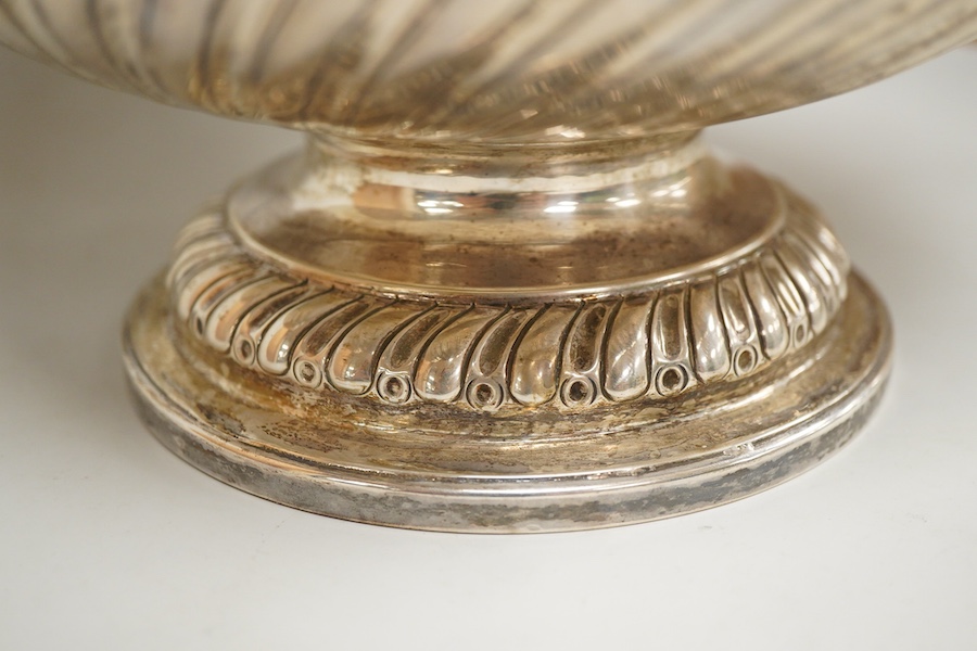 A late Victorian silver presentation rose bowl, height 16.4cm., weight approx. 23.84ozt